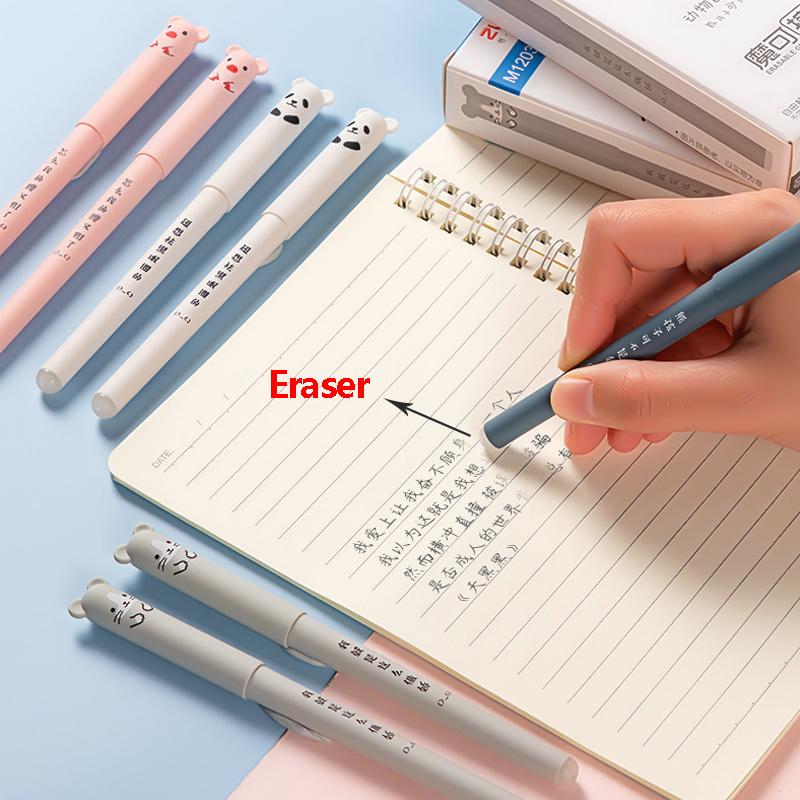 4+2+20 Pcs/Set Kawaii Erasable Gel Pens 0.35mm Waterproof  Blue/Black/Red Gel Ink Stationery School Supplies for Office Student