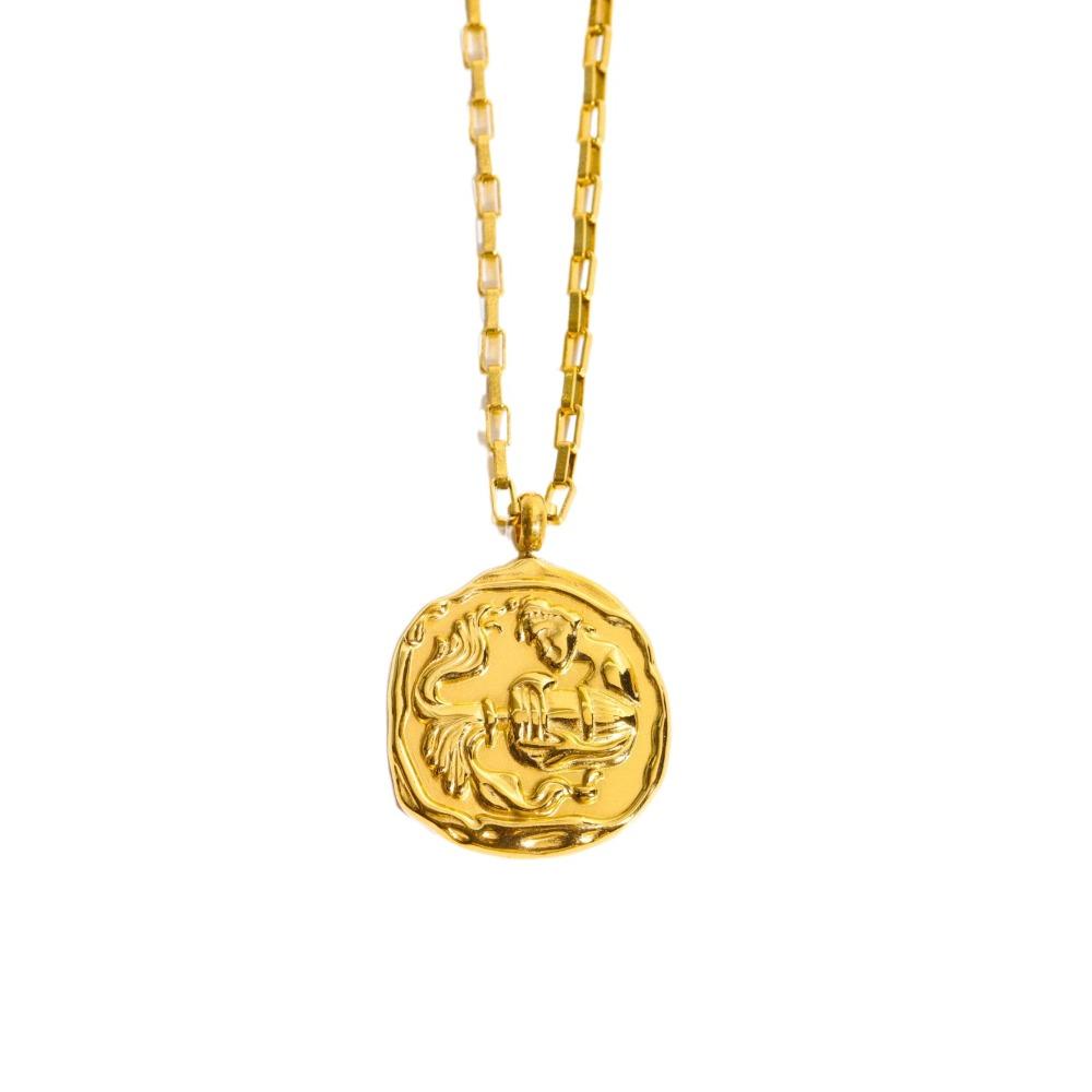 Pendant 12 Constellation Necklace Neck Jewelry Vintage Golden Necklace  Vacation