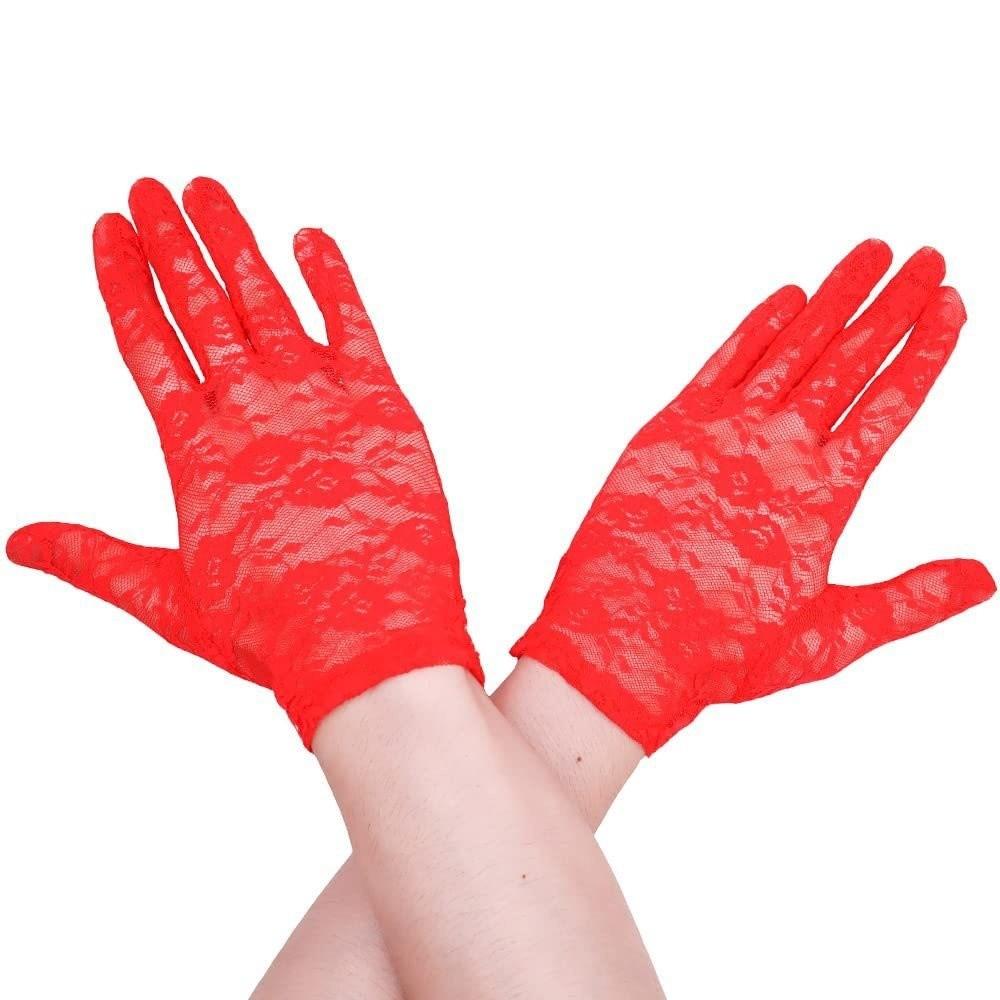 Elegant Short Sunscreen Gloves Thin Hollow-Out Mittens Fashion Party Gloves For Women Female