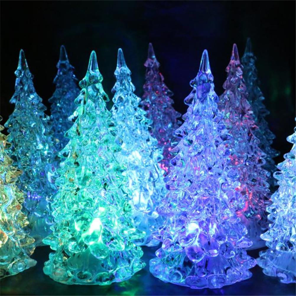 LED Crystal Mini Christmas Tree Night Light Lamp Color Changing Christmas Night Lamp Home Decor
