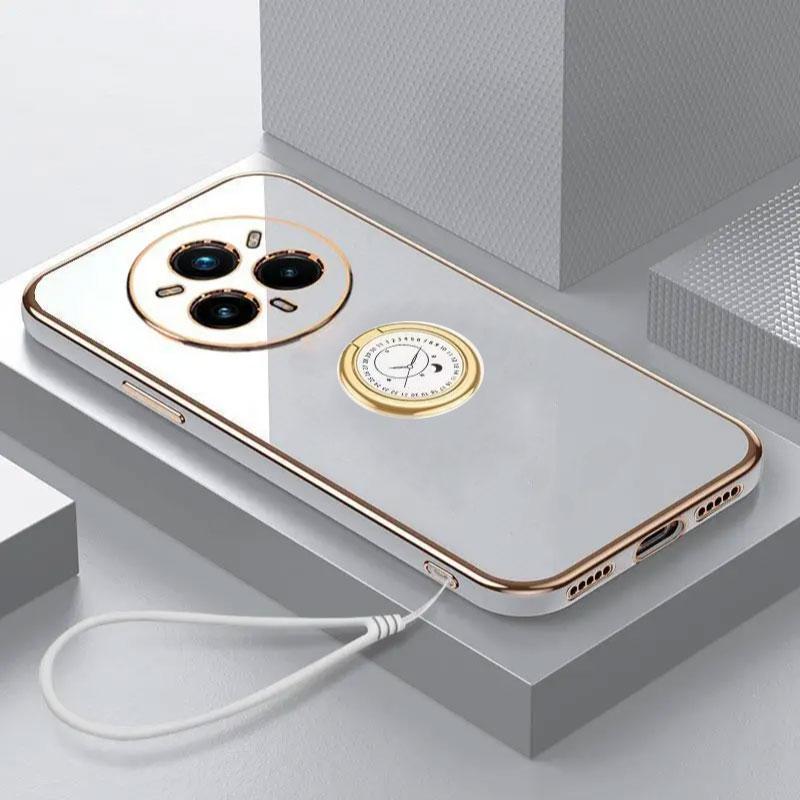for Realme 14 Pro Plus Lanyard Case Ring Holder Soft Silicone Plating Case for Realme 14 14Pro Lens Protection Back Cover