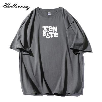Shellsuning модная женская футболка с буквенным принтом 2023, большие футболки из 100% хлопка, повседневная футболка с круглым вырезом, женские корейские базовые топы в стиле Харадзюку