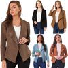 Women's Faux Suede Slim-Fit Jacket - Turn-Down Collar, Long Sleeve, Comfortable Fabric, 2025 Fashion.