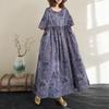 Новое хлопковое винтажное платье с цветочным принтом больших размеров с коротким рукавом для женщин, повседневное свободное длинное летнее платье