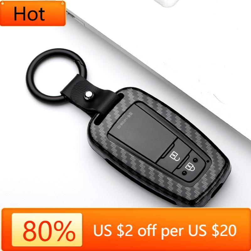 Interior Mouldings Carbon fiber Alloy Remote car Key Cover Case For Toyota CHR C-HR Prado Prius Camry Corolla RAV4 2018 2019 202