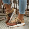 Platform Sneakers Women 2023 Round Toe Low-top Leopard Wedge Shoes Women's Lace Up Socofy Casual Sports Shoes Size 36-43