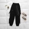 Black Cargo Pants Women Chain Trousers Female Streetwear