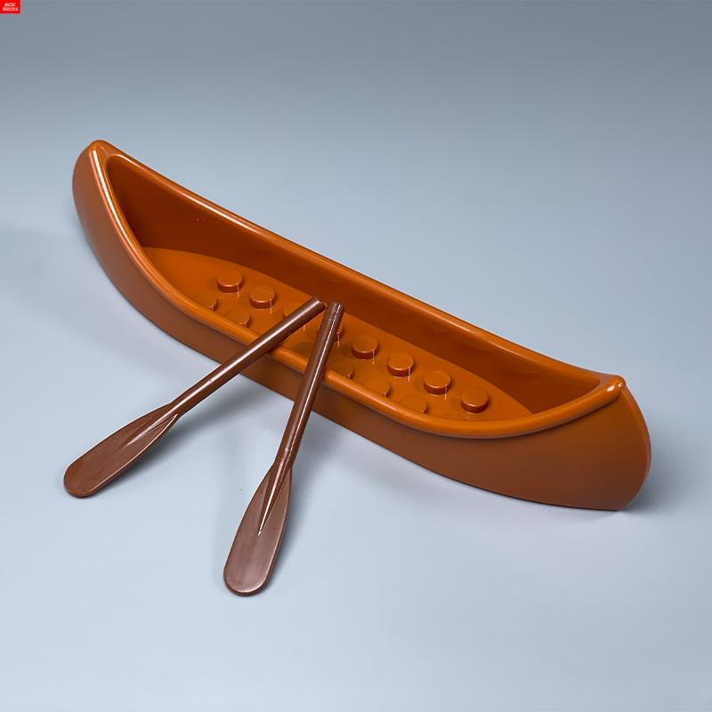 MOC Кубики Каноэ-долбленка Весло Корабль Лодка Лагерь Хижина Пиратская Сцена Аксессуар Военный Собранный Строительный Блок Аксессуары Детские Игрушки