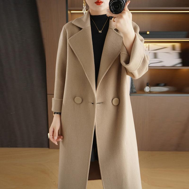 Женское пальто из 100% шерсти TIDENOVEL Осеннее шерстяное длинное пальто Ручной работы Пальто-бушлат Зимняя теплая шерстяная длинная куртка Пальто