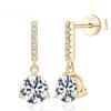D Color 1ct  Zircon Drop Earrings for Women  Sterling  Plated Wedding Earring
