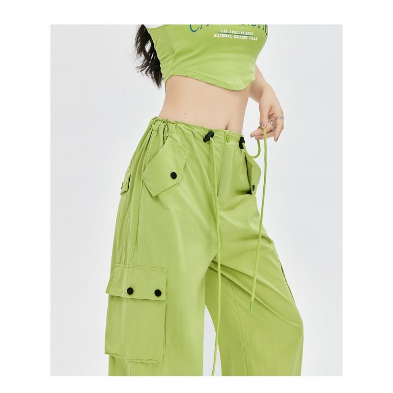 2024 Новые модные женские свободные брюки-карго весна-лето тонкие комбинезоны с карманами высокая талия широкие брюки прямые свободные спортивные брюки элегантные брюки 2391
