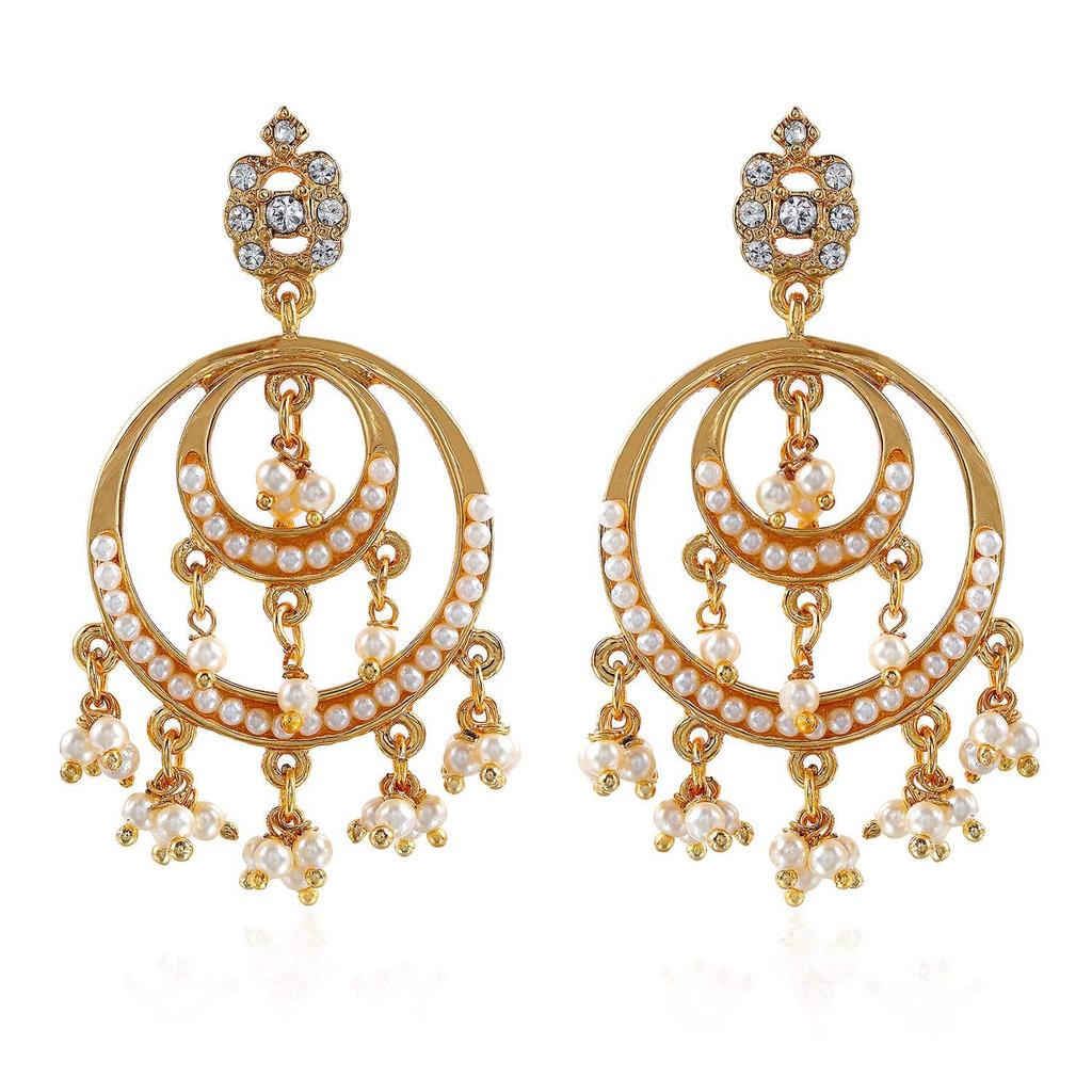 Позолоченные традиционные круглые дизайнерские серьги Estele для стильных женщин и девочек