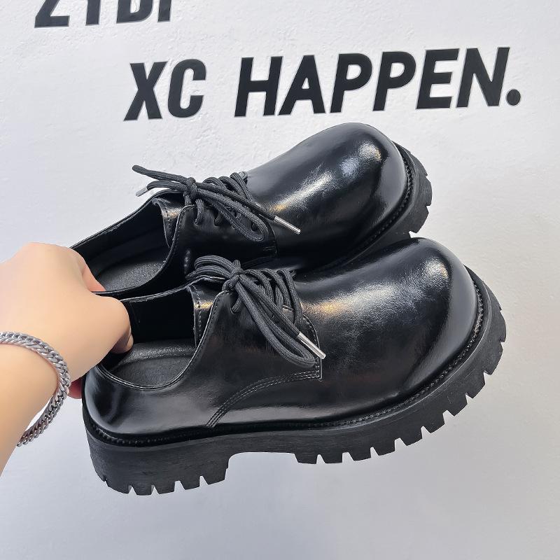 Туфли Дерби мужские с большой головой, высокие повседневные кожаные туфли на платформе, мужские в британском стиле, черные, для увеличения роста, 1098-A