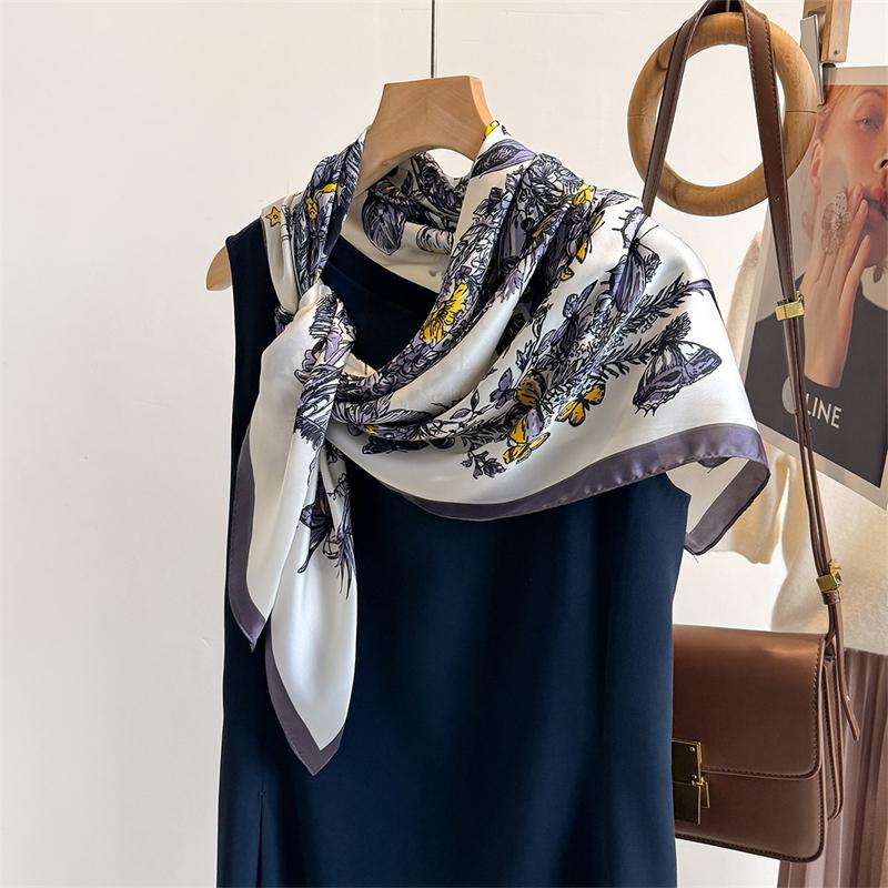 90cm Jungle Girafe Marque Foulard Carre Femmes Serge Foulard En Soie Chale Hijab Luxe Bandana Foulard Foulard Foulard Pour Dame