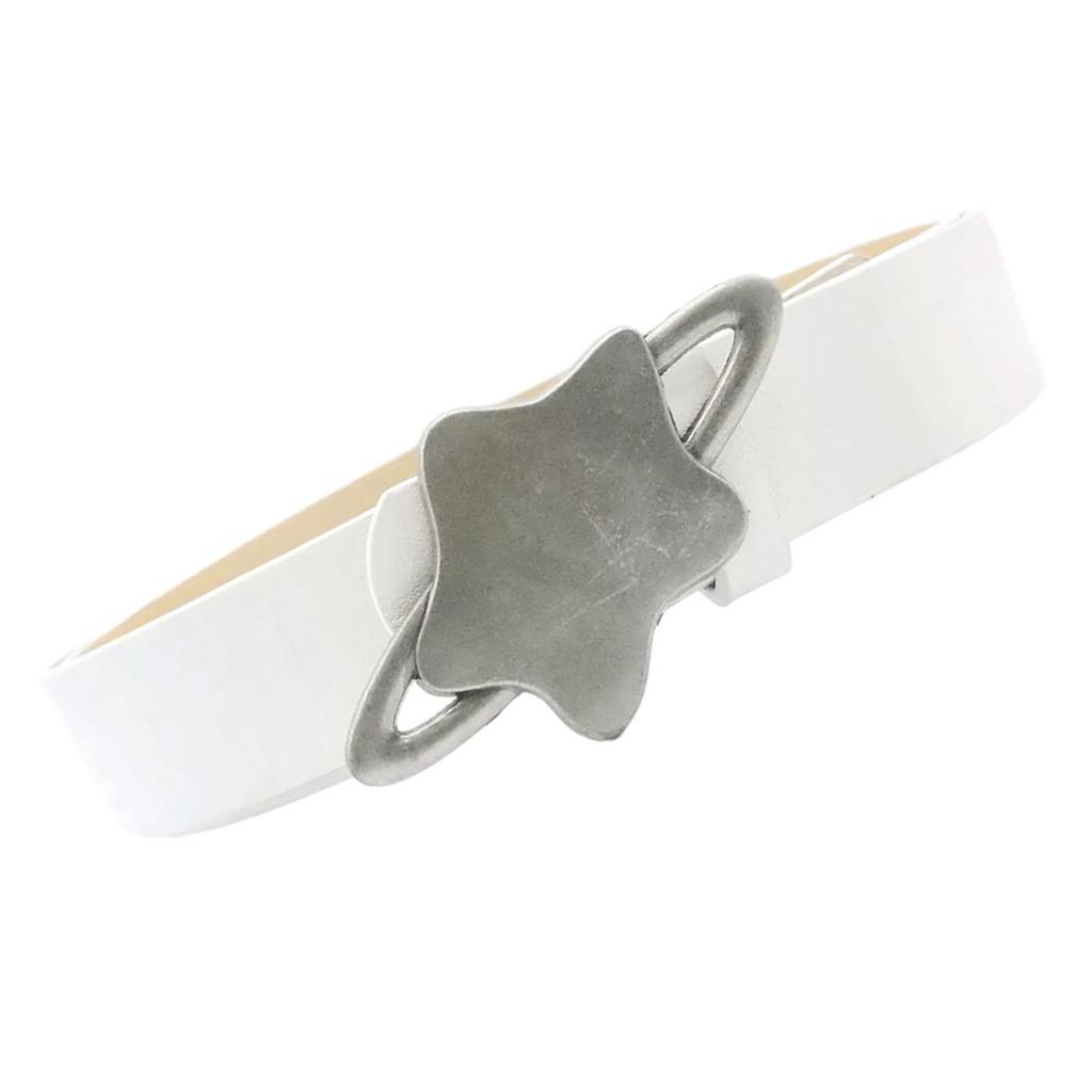 Fashionable Star Buckle Belt for Lady Girls and Women Classic Solid Color Waist Ornament Adjustable PU Leather Sash