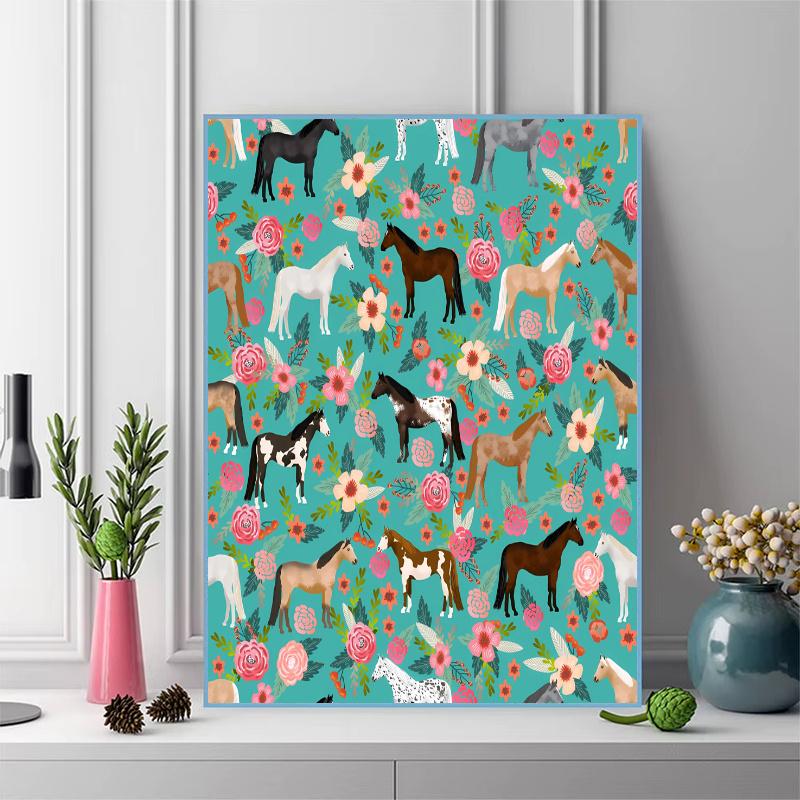 Horses 100% Round Full Drill 5D DIY Diamond Painting Embroidery Cross Stitch Rhinestone Décor