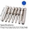 Set Of 7, Tamper Resistant Star Bits, 1/4" Hex Shank, S2 Steel Screwdriver, Nickel Plated, 5cm Length