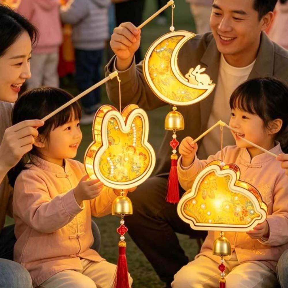Handmade Fabric Lamp Kit Glowing Mid Autumn Craft Windchime Lantern DIY Gifts