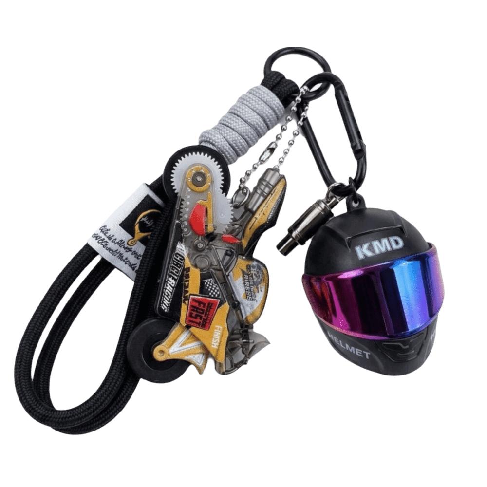 Braided Lanyard Mini Key Pendant Zinc Zinc Alloy Racing Keychain Motorcycle Helmet Keychain Gift For Men