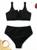 2025 Solid 2 Piece Plus Size Bikini Set Women High Waist Large Swimsuit Push Up Lady Big Swimwear Chubby Sexy Curvy Bathing Suit