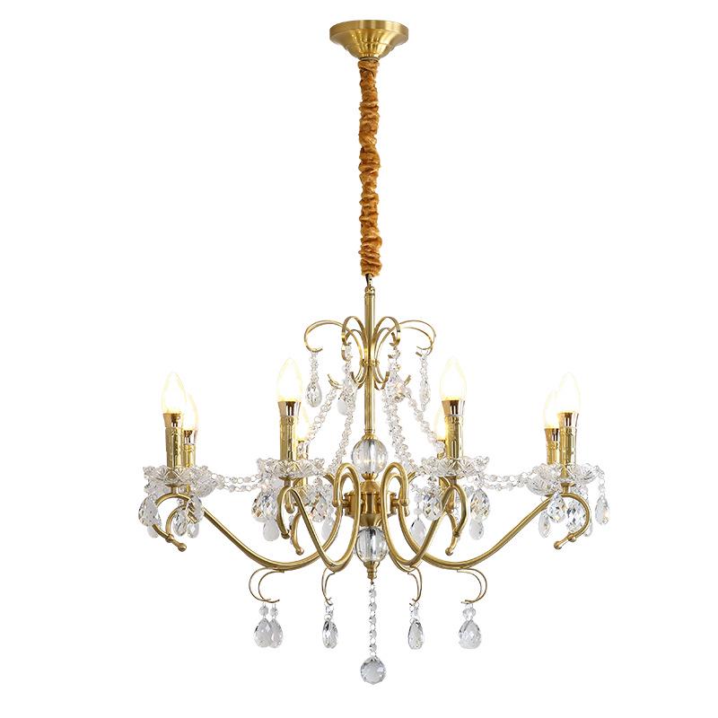 Американский Хрустальный Медный Люстра - Элегантный Европейский Стиль Свечей для Гостиной, Столовой и Спальни