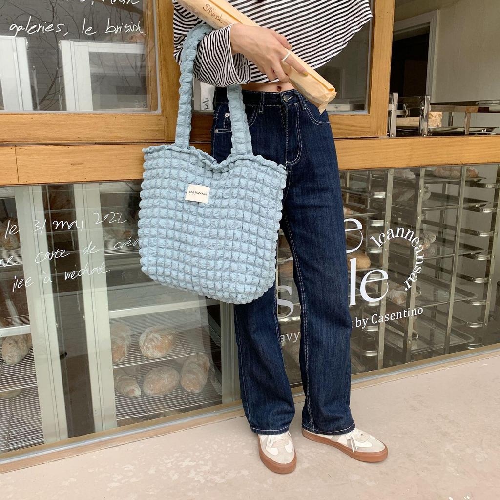 Японская холщовая сумка через плечо с облачным пузырчатым цветочным принтом для студенток