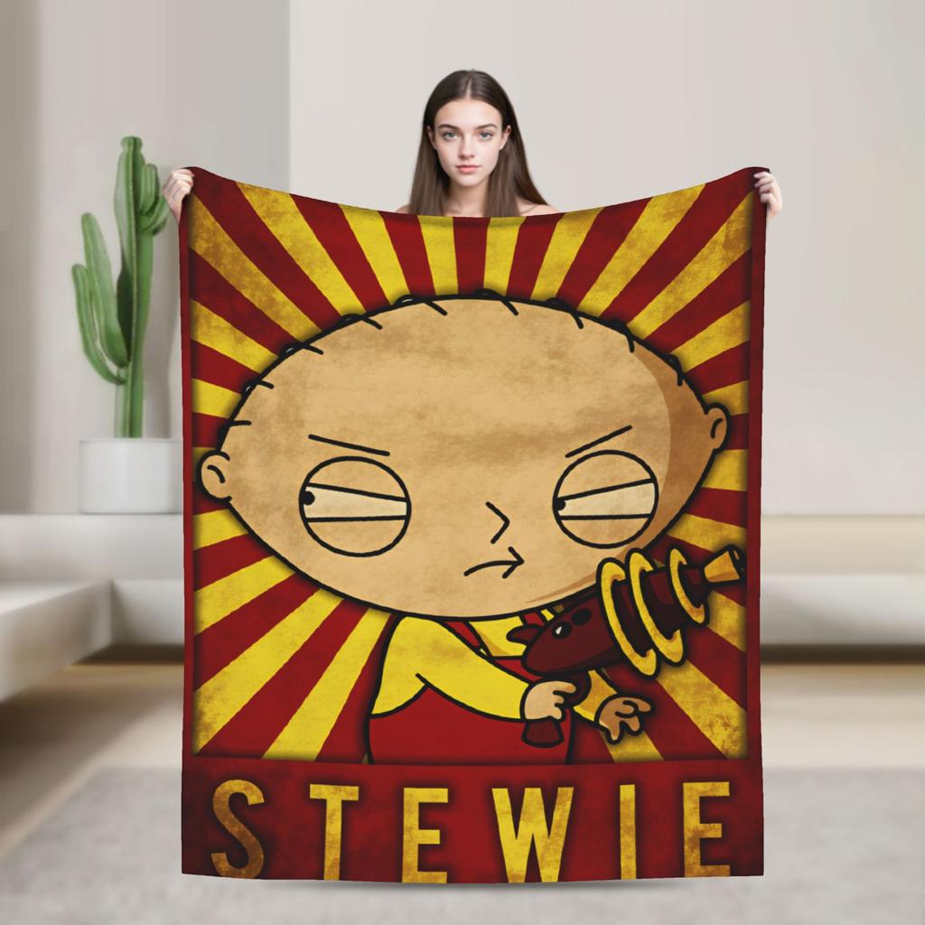 Families Iconic Stewie Griffin Family Guys Blankets Airplane Travel Flannel Throw Blanket For Outdoor Warm Soft Bedspread Gift