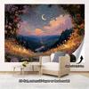 2D Enchanted Floral Night Backdrop, Dreamy Starry Valley & Moonlight Wall Art