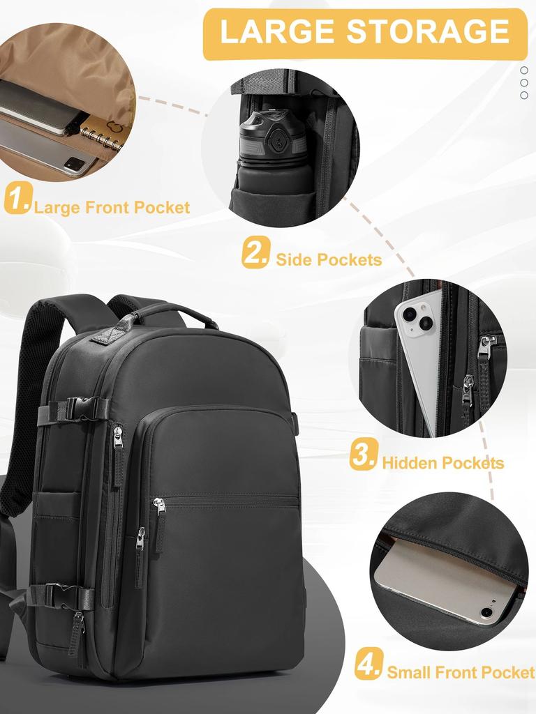 Дорожный рюкзак, легкий деловой рюкзак для руководителей, одобренный для полетов, большой мужской рюкзак для выходного дня, рюкзак для ноутбука 15,6 дюймов