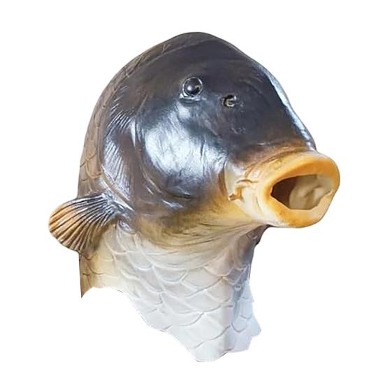 Realistic Herring Halloween Mask Funny Fish Head Mask, Latex Carp Cosplay Prop, Animal Party for Prank, Trick or Treat Gift Adults Comfortable