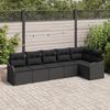 6-piece Garden Sofa Set with Black Poly Rattan Cushions, 2-seater Garden Sofa with Storage and Cushions 3354392