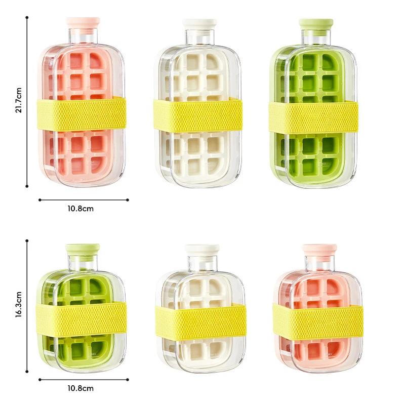 Силиконовая форма для льда, бутылка, охладитель с одним щелчком, стакан с трубочкой, лоток для льда с крышкой для морозильника, креативная бесконтактная форма для лета