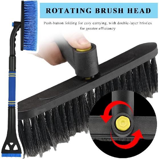 31.5" Ice Scraper and Extendable Snow Brush, 360° Rotating Brush Car Snow Scraper with Ergonomic Foam Grip, 3-in-1 Detachable Winter Ice Removal