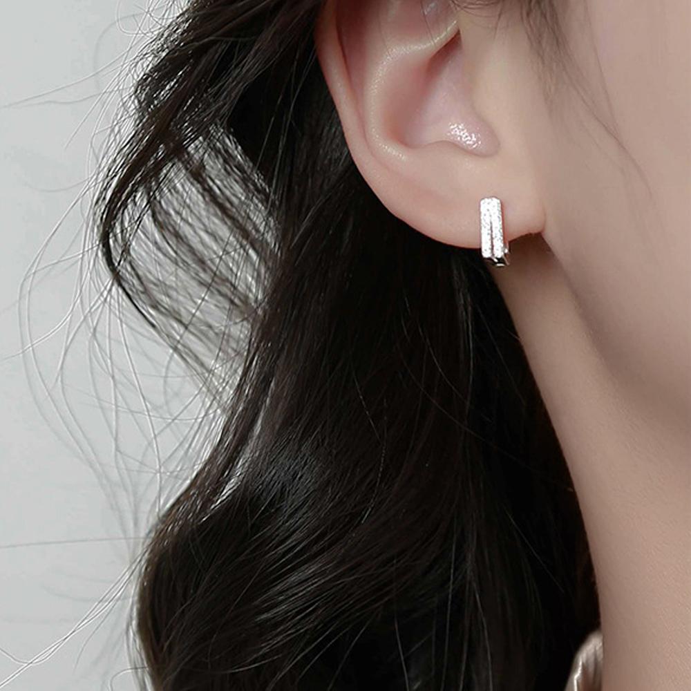 Trendy Geometric Rhinestone Women Girls Square Hoop Earrings Round Circle Crystal Earrings