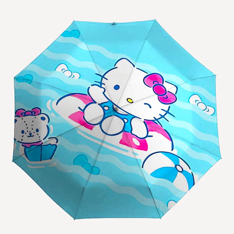 1pc Hello Kitty Automatic Opening/Closing Umbrella with Portable Tri-Fold Design, 8-Bone Iron Frame Outdoor Umbrella - Perfect Gift for Fans, Traveler