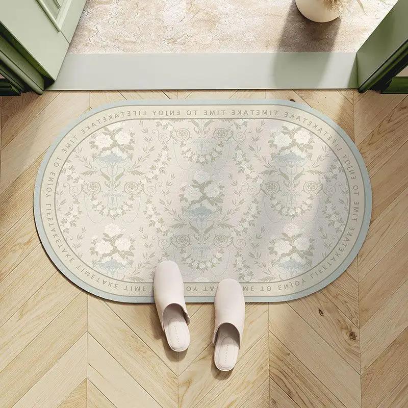 Легкий роскошный европейский цветочный впитывающий коврик для пола в ванной, коврик для двери в ванную, туалет, мягкий коврик для ног с диатомовой грязью в туалете