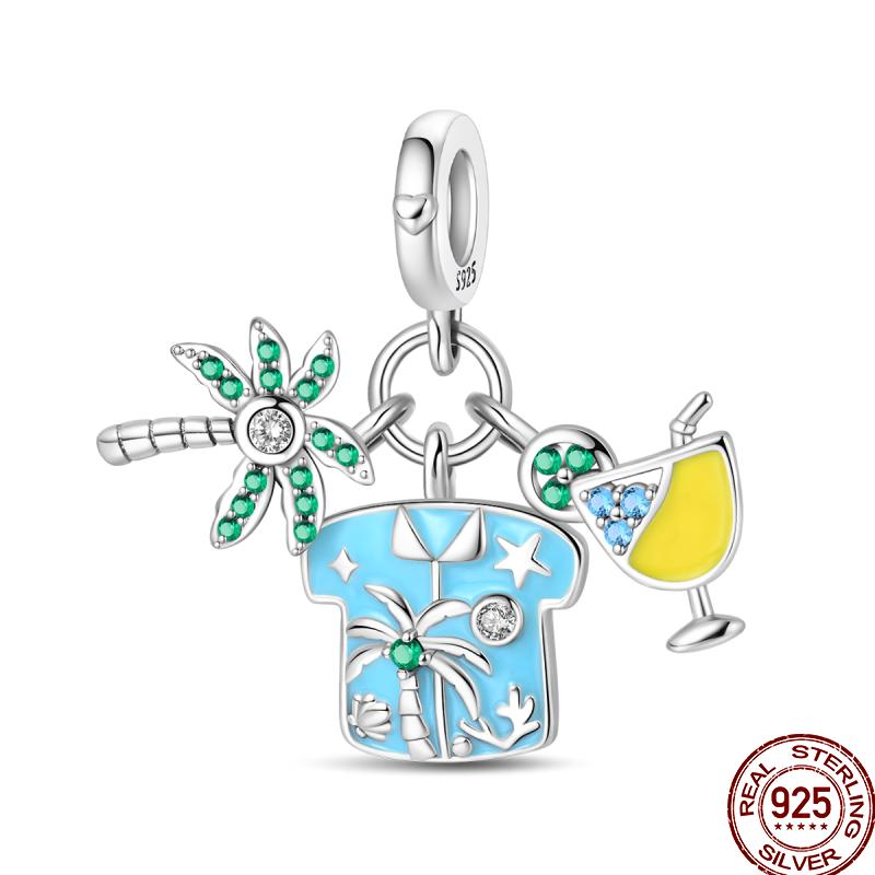 Медный пляж Океанский отпуск Напиток Шарм Морская звезда Бусины Подходят для Пан Оригинальный браслет Сделай сам Праздничные украшения Подарок