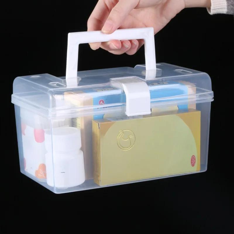 Пластиковый ящик для хранения, медицинский ящик-органайзер, многофункциональный портативный медицинский шкаф, семейный аварийный комплект, коробка, Прямая поставка