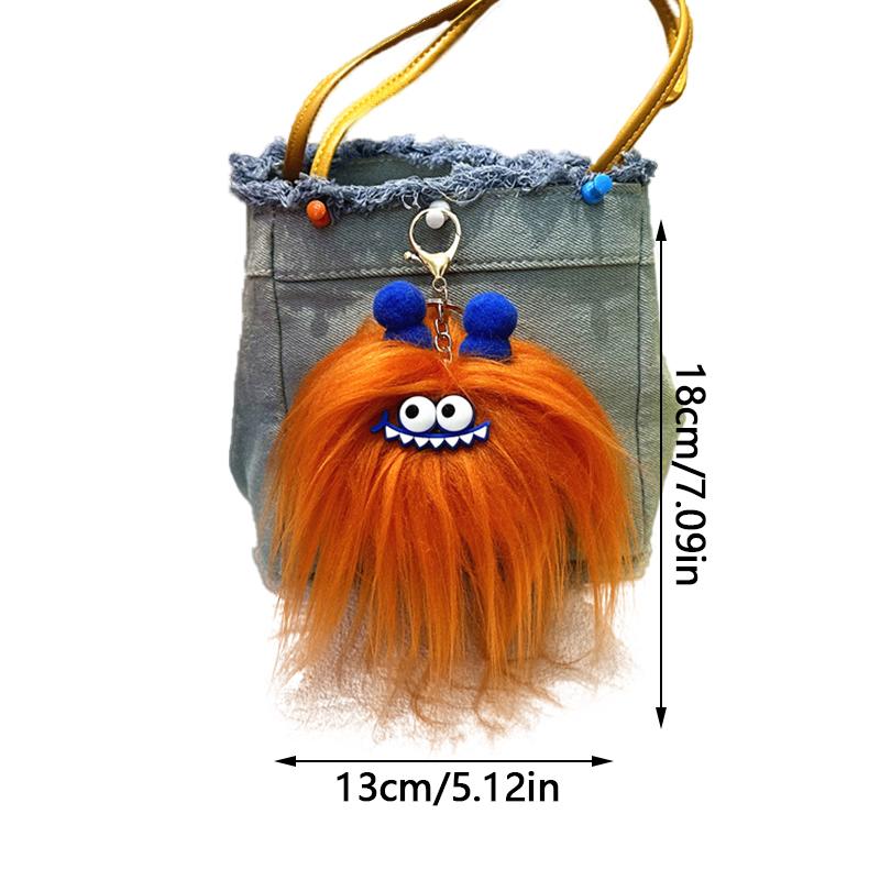 1PC Cartoon Fried Doll Keychain Bag Pendant Popular Fried Hair Funny Sausage Mouth Plush Toy Cute