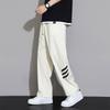 Мужские летние тонкие полосатые брюки из ледяного шелка, американские спортивные брюки прямого кроя, свободные брюки широкого кроя с драпировкой, повседневные брюки