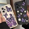 Purple Butterfly And Flower Design Silicone Case For iPhone 17 16 15 14 13 12 11 Pro Max Plus Air