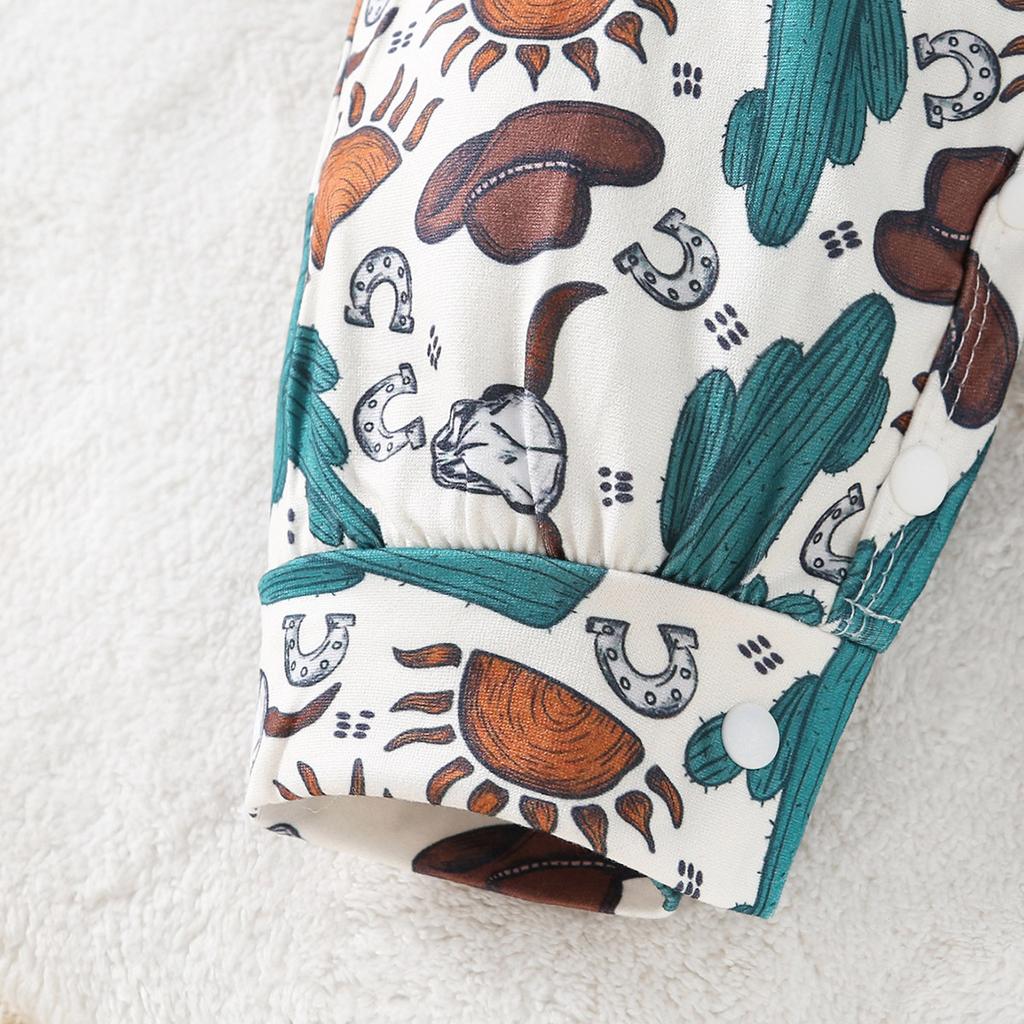 Детский комбинезон с принтом в ковбойском стиле для младенцев, повседневный комбинезон с длинными рукавами