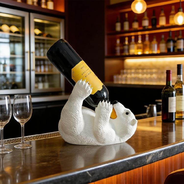 Creative Plastic Bear Bottle Rest For Displaying Wine In Kitchen Living Room Or Countertops Area Animal Home Decors