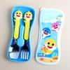 Izoum Infant Baby Shark 3D Spoon Fork Case Set, Mixed Colors, Spoon + Fork + Case