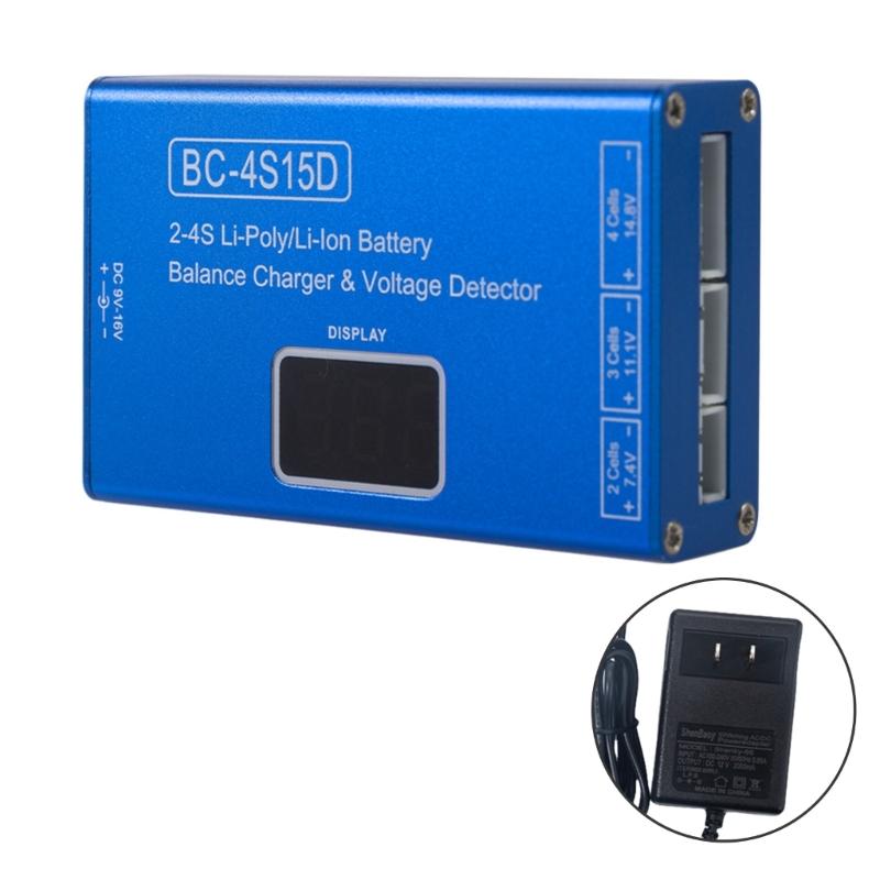 Точное зарядное устройство BC 4S15D для 2-4S 7.4V 11.1V 14.8V аккумуляторов с балансировкой и определением напряжения. Безопасно в использовании.