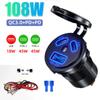 108W USB Car Charger Socket 3 Ports Dual 45W PD Type C & 18W QC3.0 Power Outlet Fast Charge for 12V/24V Boat Sedan RV Motorcycle