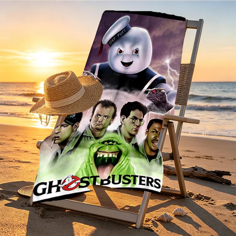 Ghostbusters Print Beach Towel Design, Soft, Lightweight. for Home Bathroom, Spa, Pool, Yoga, Surfing, Camping, Gift for Family, Friend