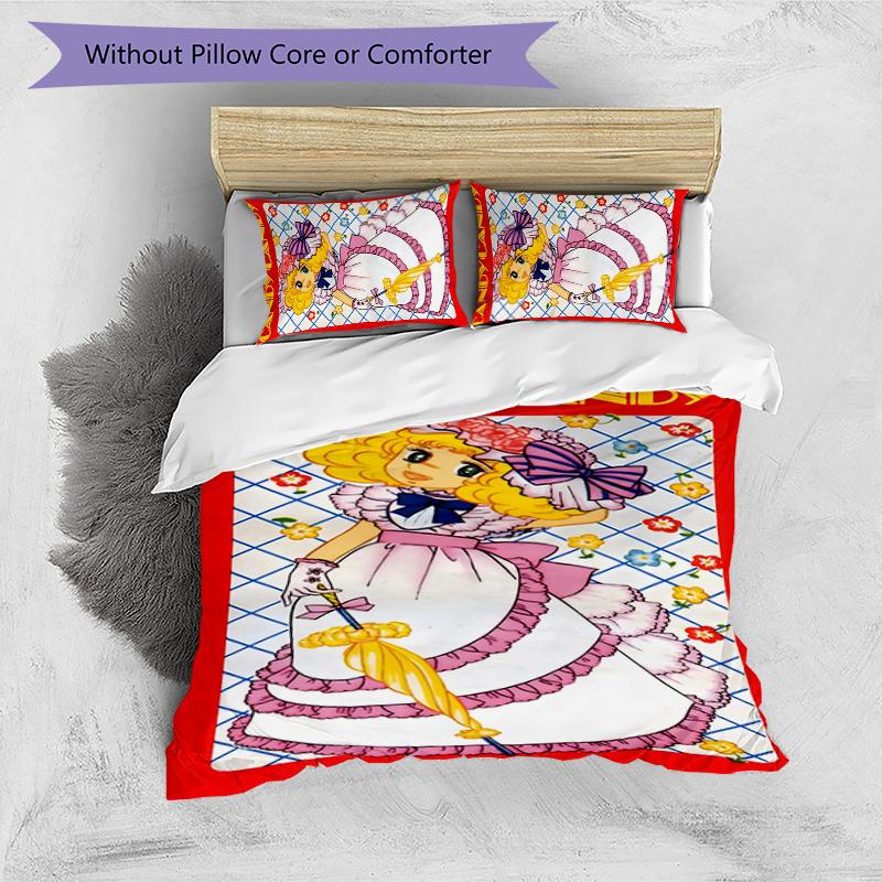 Candy Candy 3pcs Bedding Set Duvet Cover Closure Includes 1 Duvet Cover & 2 Pillowcases for All Seasons Bedroom Home Dorm Decor