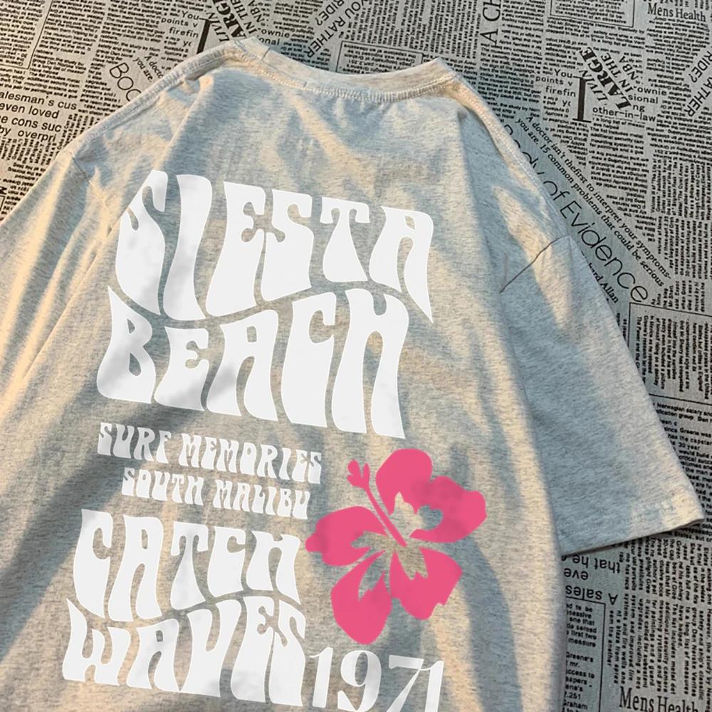 Siesta Beach Catch Waves 1971 Man Women T Shirt Brand Quality Short Sleeve Oversize Hip Hop T-Shirt Crewneck Cotton Loose Tops