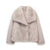 Women Fashion Cropped Faux Fur Jacket Coat Long Sleeve Front Snap Button Female Outerwear Chic Lapel Collar Thick Coat